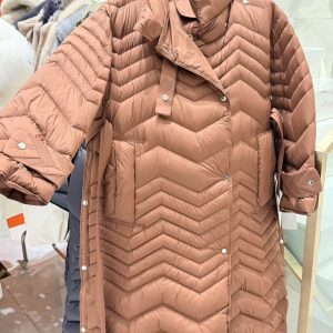 grid quilted long puffer coat
